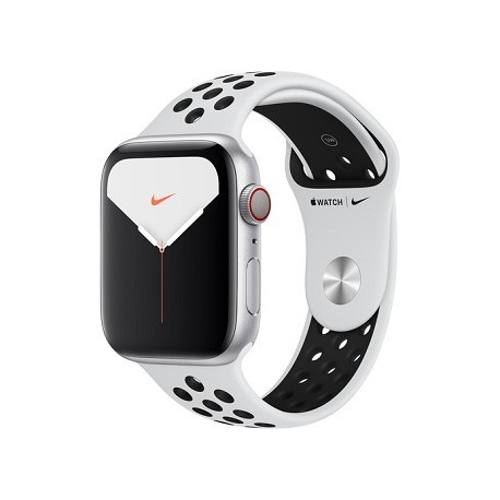 Apple Watch Series 5 (Nike+/GPS + Cell, 44mm, Silver Aluminum, Pure Platinum/Black Nike Sport Band)